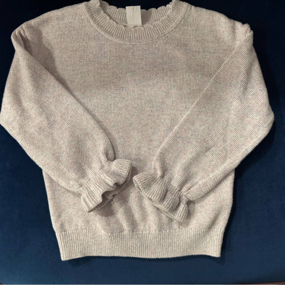 Toddler girls  baby gap Cream Sweater with shimmery light purple shiny design